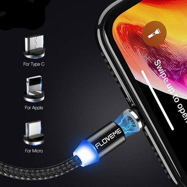 2M/6FT Magnetic Charge Cable , Micro USB Cable For IPhone/USB /Type C Led Cable